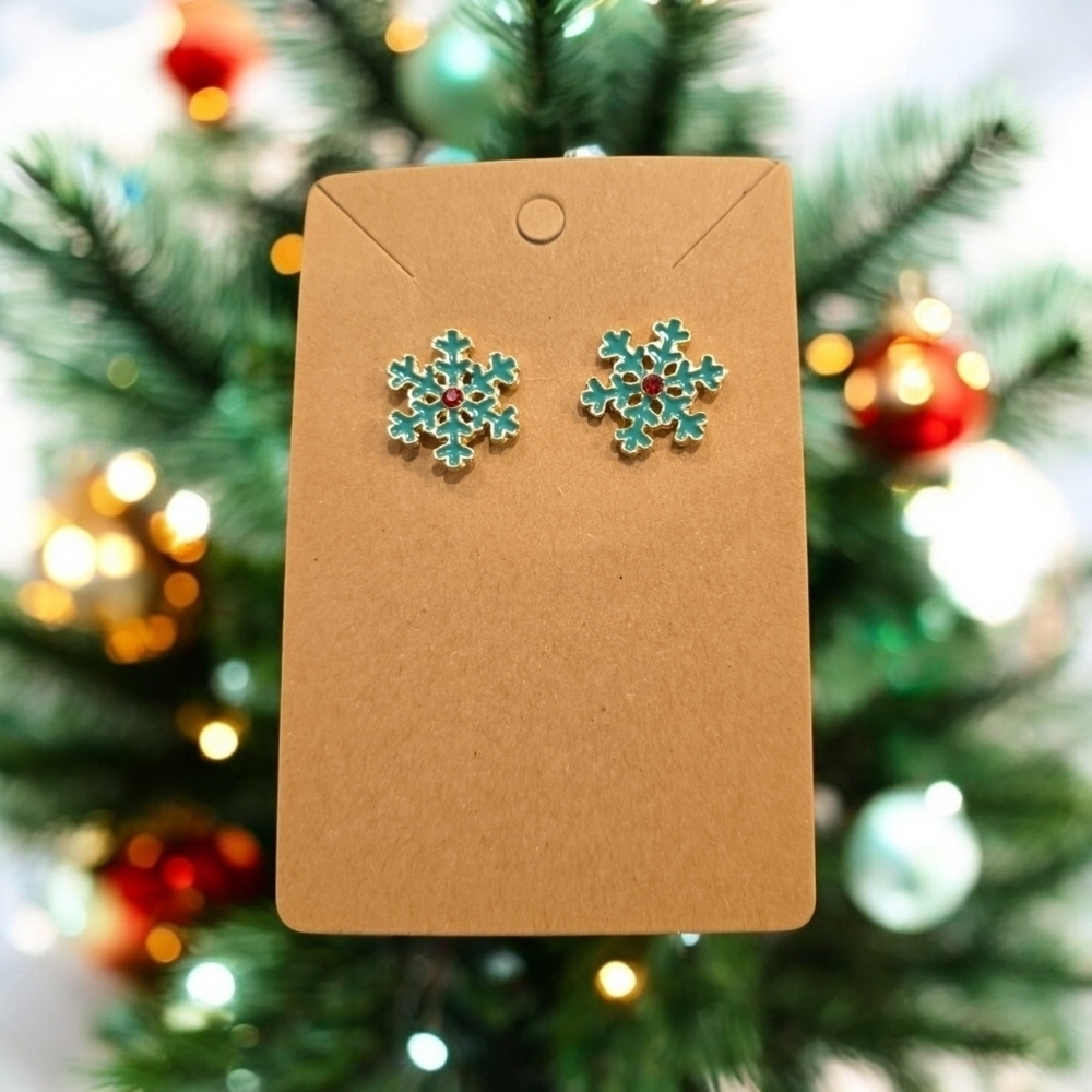Festive Snowflake Rhinestone Holiday Stud Earrings